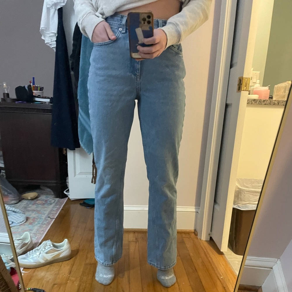 Free People Xena Jeans Light Blue Straight Leg Jeans